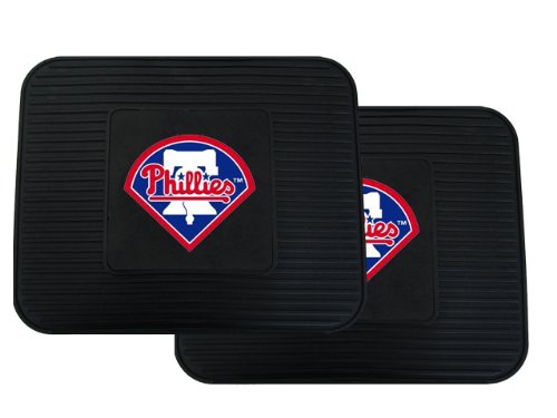 A Set of 2 MLB Universal Fit Rear All-Weather Utility Floor Mats - Philadelphia Phillies