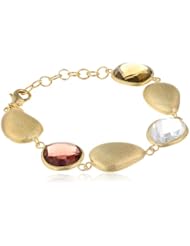 Multi-Color Glass Gold Plated Brass Bracelet