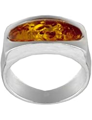 Sterling Silver Honey Amber Medium Marquise-Shaped Ring