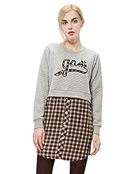 Applique Winter Plaid Print Round Neck  Dress