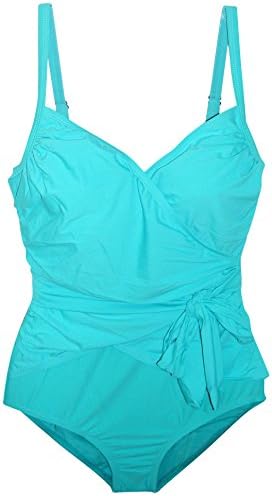 It Figures! 1 Piece Wrap Swimsuit Underwire (10, Turq)