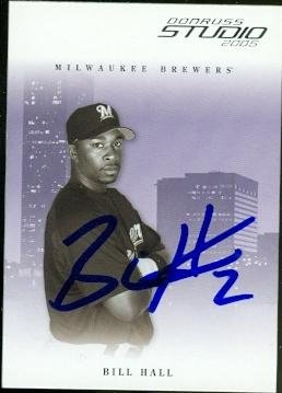 Bill Hall Autographed/Hand Signed MLB Baseball Card (Milwaukee Brewers) 2005 Donruss Studio #161