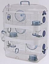 NEW 3 Solid Floor Levels Habitat Hamster Rodent Gerbil Mouse Mice Cage *Clear Transparent* Blue
