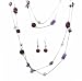 Necklace - N330 - Long 2-Strand Semi-Precious and Glass Necklace (36") + Matching Earrings ~ Purple & Violet