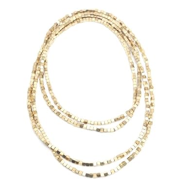 Gold Square Bead Necklace