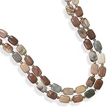 Two Strand Multicolor Fall Jasper Necklace Sterling Silver 22-inch length