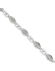 Genuine .925 Sterling Silver Diamond Fancy Bracelet 8.7 Grams . 100% Satisfaction Guaranteed.