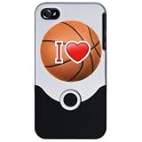 iPhone 4 or 4S Slider Case Silver I Love Basketball