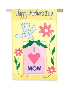 I Love Mom Garden Size Flag