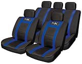 Electronics : 14pce Leather Look Universal Car Seat Covers - Black/Blue