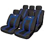 14pce Leather Look Universal Car Seat Covers - Black/Blue