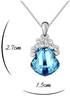 Genuine Swarovski Elements Aquamarine Shell Crystal 18 K Gold Overlay Pendant Necklace 906089