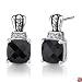 Regal Beauty: Sterling Silver Stud Post Earrings With Cushion-cut Black Onyx and CZ Diamonds