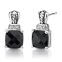 Regal Beauty: Sterling Silver Stud Post Earrings With Cushion-cut Black Onyx and Cubic Zirconia