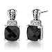 Regal Beauty: Sterling Silver Stud Post Earrings With Cushion-cut Black Onyx and CZ Diamonds