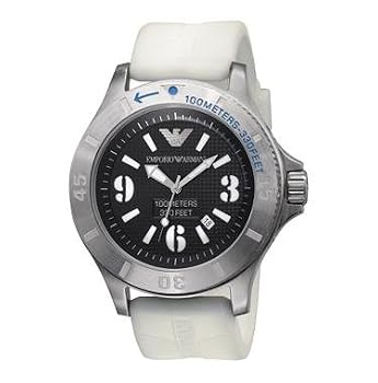 Emporio Armani #AR0627 Men's White Resin Strap 100M Sport Watch