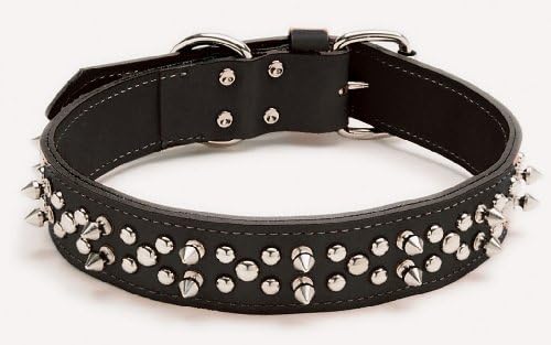 Circle T® Oak Tanned Leather Double Row Spiked Collar, 1 1/2"