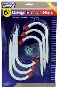 Garage Storage Hooks, Set of 6 - Save Space and Your Sanity with This Set of Garage Storage Hooks! This Value Pack Comes with 6 Large Garage Hooks Making Them Great for Organizing Bikes, Bags and More. Every Pack Comes with 6 Metal Hooks Along with the Necessary Hardware. Hooks Measure 6" Long with a 3" Hook Section.