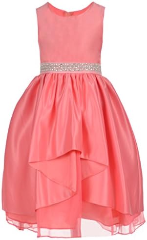 Kiki USA Big Girls' "Bejeweled Pearls" Dress - coral, 8