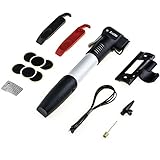 Zacro Mini Bike Tyre Pump (120 PSI) with Compact Glueless Puncture Repair Kit ,Tire Levers, Frame Mount & Ball Needle - Fits Presta & Schrader (No Valve Changing Needed)