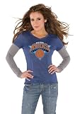New York Knicks Royal Women's Primary Logo Tri Blend Long Sleeve Layered T-Shirt- by Alyssa Milano