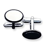 Sterling Silver Black Enameled Cuff Links