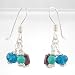 Czechoslovakian Glass Bead Dangle Earrings in Sterling Silver, #8637
