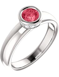 18K White Gold 5.00mm Round Cut Pink Spinel and Diamond Ring -- LIFETIME WARRANTY