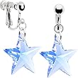 Handcrafted Sterling Austrian Crystal Blue Star Clip Earrings