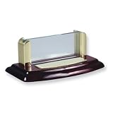 Wood and Glass Business Card Holder Desk Accessory