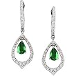 14K White Gold Emerald and Diamond Earrings