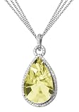 14k White Gold Ouro Verde and Diamond Pear-Shaped Pendant by Duneier of NY