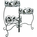 Panacea Products 3-Tiered Folding Scroll  and  Ivy Plant Stand Black with Brushed Bronze Leaves