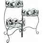 Panacea Products 3-Tiered Folding Scroll  and  Ivy Plant Stand Black with Brushed Bronze Leaves