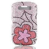SPARKLING PINK AND RED FLOWER FULL DIAMOND RHINESTONE SNAP ON HARD SKIN FACEPLATE PHONE SHIELD COVER CASE FOR BLACKBERRY CURVE 8900