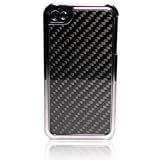 【iPhone4S/4用】 かっこいいカーボンファイバーケース (ガンメタリック) 【液晶保護フィルム付き】
