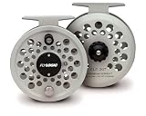 Fly Logic Premium Series Fly Fishing Fly Reel FLP567/P 5 - 6 - 7 Line Weight Aluminum Disc Drag Flyreel With Pouch - Platinum Color