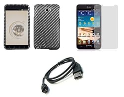 Samsung Galaxy Note Premium Combo Pack - Carbon Fiber Design Hard Case + ATOM LED Keychain Light + Screen Protector + Micro USB Cable