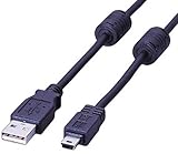 ELECOM �t�F���C�g�R�A�tUSB2�P�[�u�� USB(A)�I�X-USB(miniB)�I�X 1.8m �u���b�N USB-M5BK