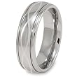 Grooved Polished Tungsten Carbide Ring with Laser Design (7.0mm) - Sizes 5 - 13