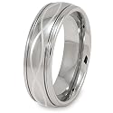 Grooved Polished Tungsten Carbide Ring with Laser Design (7.0mm) - Sizes 5 - 13
