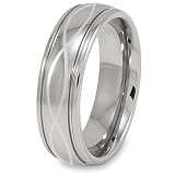 Grooved Polished Tungsten Carbide Ring With Laser Design (7.0mm) - Siz...