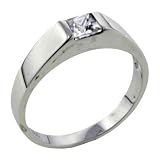 Sterling Silver Square Cut Cz Promise Solitaire Ring