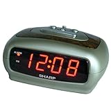 Sharp SPC1235 Red LED Clock with Burl Wood Grain Top