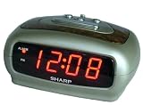 Sharp SPC1235 Red LED Clock with Burl Wood Grain Top (Champagne Case)