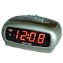 Sharp SPC1235 Red LED Clock with Burl Wood Grain Top (Champagne Case)
