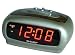 Electronics : Sharp SPC1235 Red LED Clock with Burl Wood Grain Top (Champagne Case)