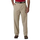 Mens Ultimate Khaki Flat-Front Pants with Teflon - Khaki