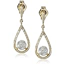 14k Yellow Gold Pear-Shaped Drop Earrings with Pave Diamond Center (1/5cttw, I-J Color, I2-I3 Clarity)
