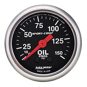 Auto Meter 3323 Sport-Comp 2-1/16" 0-150 PSI Mechanical Oil Pressure Gauge